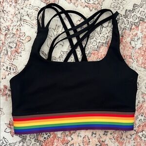 YPB Black Sports Bra with Colorful Stripe